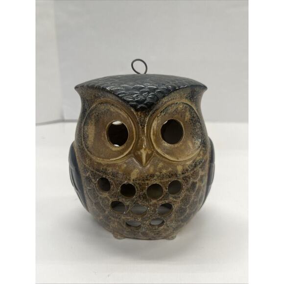 Vintage Hanging Sitting Hoot Owl Luminary Double Sided Candle Decor - Picture 1 of 5